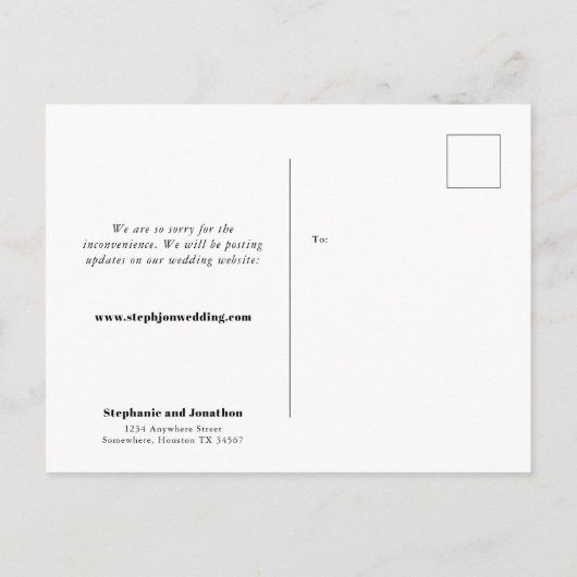 Carte Postale Faire-part Mariage Même Amour Différente Date Simple Texte No (Dos)