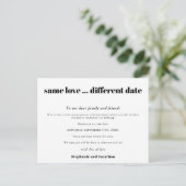 Carte Postale Faire-part Mariage Même Amour Différente Date Simple Texte No (Debout devant)