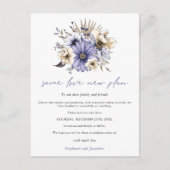 Carte Postale Faire-part Mariage Même Amour Nouveau Plan Date Fleurs Violet (Devant)