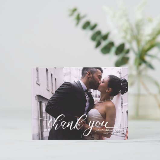 CARTE POSTALE FAIRE-PART MARIAGE MERCI DE SCRIPT DE GESTION (Debout devant)