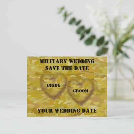 Carte Postale Faire-part Mariage Militaire Enregistrer la Date (Debout devant)