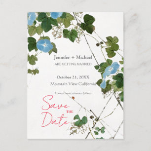 Carte Postale Faire-part Mariage Minimaliste Calligraphie Florale