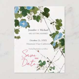 Carte Postale Faire-part Mariage Minimaliste Calligraphie Florale
