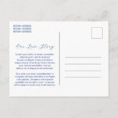 Carte Postale Faire-part Mariage minimaliste Cobalt Bleu Enregistrer la dat (Dos)