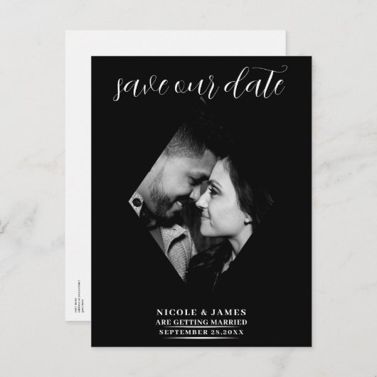 Carte Postale Faire-part Mariage minime au diamant moderne Enregistrer la d (Devant / Derrière)