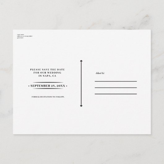 Carte Postale Faire-part Mariage minime au diamant moderne Enregistrer la d (Dos)