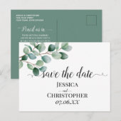 Carte Postale Faire-part Mariage Moderne à la Verdure d'Eucalyptus (Devant / Derrière)