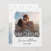 Carte Postale Faire-part Mariage Moderne avec Photo de Save The Date (Devant / Derrière)