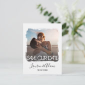 Carte Postale Faire-part Mariage Moderne avec Photo de Save The Date (Debout devant)