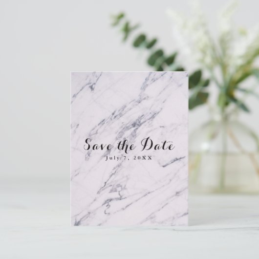 Carte Postale Faire-part Mariage moderne branché en marbre Enregistrer la d (Debout devant)