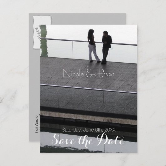 Carte Postale Faire-part Mariage moderne couple Enregistrer la date 2 (Devant / Derrière)