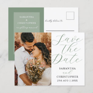 Carte Postale Faire-part Mariage Moderne Étape Sauvegarder la Date de Maria