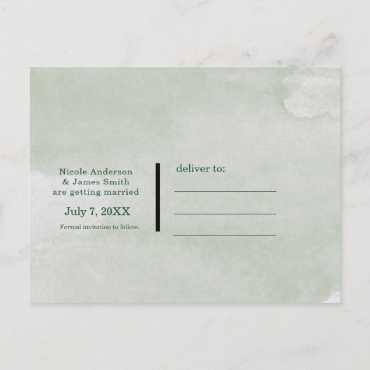 Carte Postale Faire-part Mariage Moderne Floral Aquarelle Enregistrer la Da (Dos)