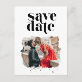 Carte Postale Faire-part Mariage Moderne Noir et Blanc Photo Enregistrez la (Devant)