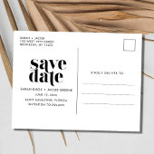 Carte Postale Faire-part Mariage Moderne Noir et Blanc Photo Enregistrez la