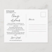 Carte Postale Faire-part Mariage Moderne Nouveau Plan Changement de Date (Dos)