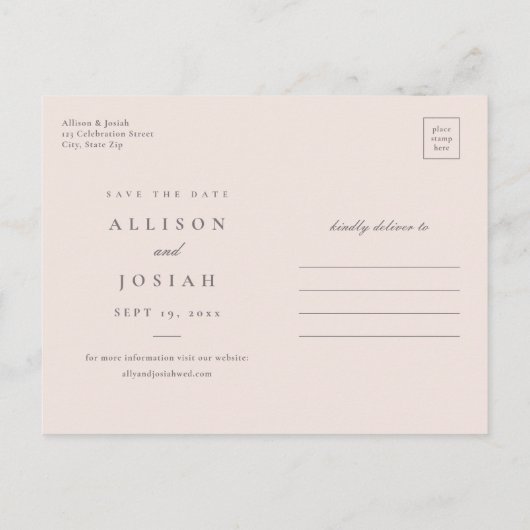 Carte Postale Faire-part Mariage Monogramme Classique Enregistrer La Date (Dos)