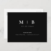 Carte Postale Faire-part Mariage monogramme simple et élégant Enregistrer l (Devant / Derrière)