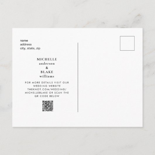 Carte Postale Faire-part Mariage monogramme simple et élégant Enregistrer l (Dos)