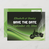 Carte Postale Faire-part Mariage moto/moto verte Enregistrer la date (Devant / Derrière)
