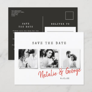 Carte Postale Faire-part Mariage multiphoto moderne minimaliste élégant