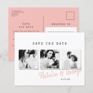 Carte Postale Faire-part Mariage multiphoto moderne minimaliste élégant