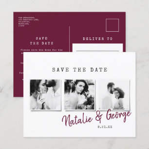 Carte Postale Faire-part Mariage multiphoto moderne minimaliste élégant