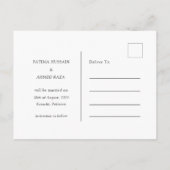 Carte Postale Faire-part Mariage Musulman Minimal Non Photo Enregistrer La  (Dos)