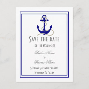 Carte Postale Faire-part Mariage nautique enregistrer la date