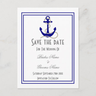Carte Postale Faire-part Mariage nautique enregistrer la date