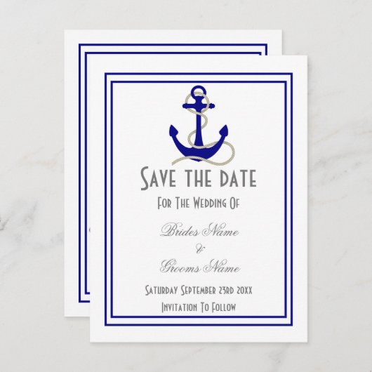 Carte Postale Faire-part Mariage nautique enregistrer la date (Devant / Derrière)