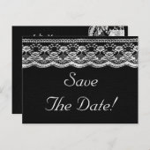 Carte Postale Faire-part Mariage Noir & Blanc Cuir & Dentelle Enregistrer L (Devant / Derrière)