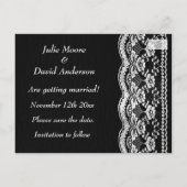 Carte Postale Faire-part Mariage Noir & Blanc Cuir & Dentelle Enregistrer L (Dos)
