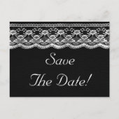 Carte Postale Faire-part Mariage Noir & Blanc Cuir & Dentelle Enregistrer L (Devant)