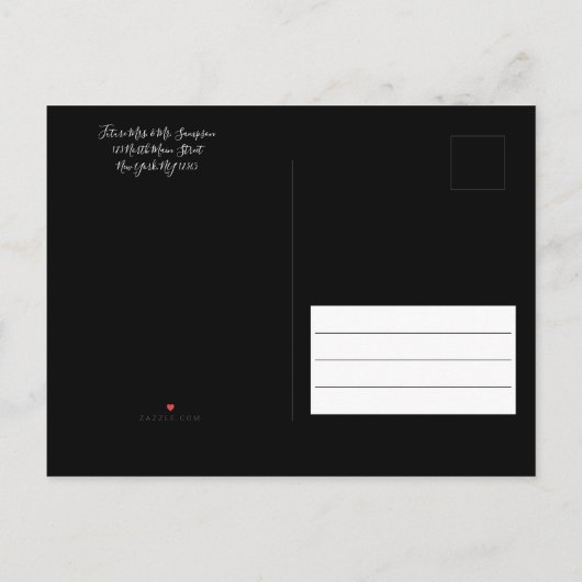 Carte Postale Faire-part Mariage noir blanc minimal Élégant Enregistrer la  (Dos)
