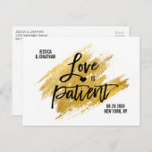 Carte Postale Faire-part Mariage noir blanc or moderne SAUVEGARDER LA DATE (Devant / Derrière)