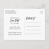 Carte Postale Faire-part Mariage noir blanc or moderne SAUVEGARDER LA DATE (Dos)