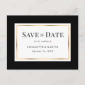 Carte Postale Faire-part Mariage noir blanc or Sauvegarder la date (Devant)