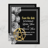 Carte Postale Faire-part Mariage noir Wiccan enregistrer la date (Devant / Derrière)