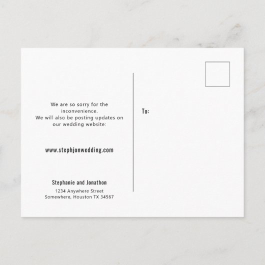 Carte Postale Faire-part Mariage Nouveaux plans Enregistrer Date Script élé (Dos)