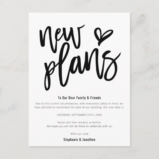 Carte Postale Faire-part Mariage Nouveaux plans Enregistrer Date Script élé (Devant)