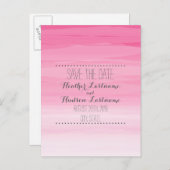 Carte Postale Faire-part Mariage Ombré Rose Chaud Enregistrer La Date (Devant / Derrière)