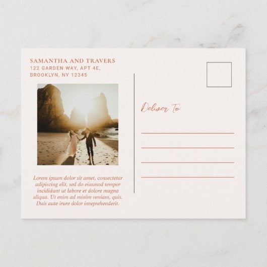 Carte Postale Faire-part Mariage orange brûlé traditionnel Enregistrer la d (Dos)