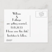 Carte Postale Faire-part Mariage ou anniversaire Happily Ever After (Dos)