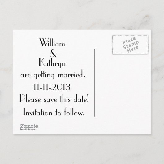 Carte Postale Faire-part Mariage ou anniversaire Happily Ever After (Dos)