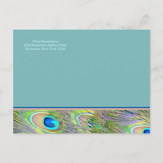 Carte Postale Faire-part Mariage paon Enregistrer la date (Dos)