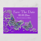 Carte Postale Faire-part Mariage papillon bleu violet (Dos)