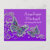 Carte Postale Faire-part Mariage papillon bleu violet (Devant)