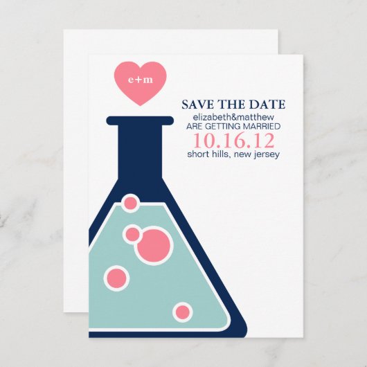 Carte Postale Faire-part Mariage parfait de chimie Enregistrer la date (Devant / Derrière)