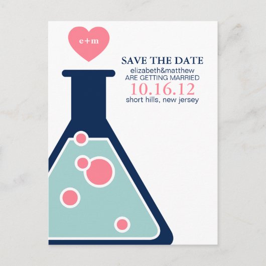Carte Postale Faire-part Mariage parfait de chimie Enregistrer la date (Devant)